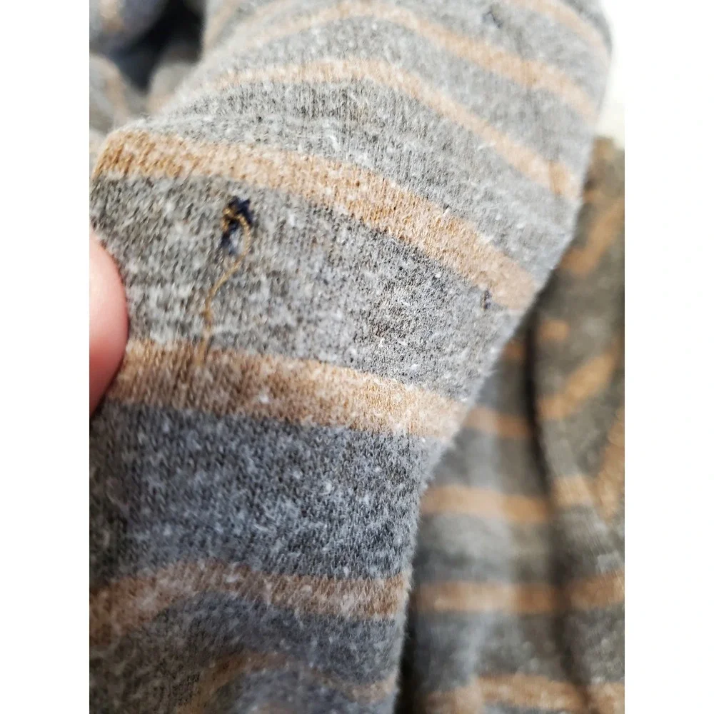 The North Face Brown Striped Full Zip Up Hooded Sweater Men Large Casual Logo